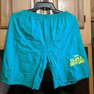Vintage Unisex green Salem cotton jersey shorts size XL stretch waistband